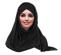 YOFASEN Slouchy Musulman Chapeau - Femmes Écharpes Islamiques Beau Hijab Bonnet Casquette Châle Foulard, Noir, One Size