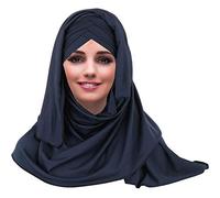 YOFASEN Slouchy Musulman Chapeau - Femmes Écharpes Islamiques Beau Hijab Bonnet Casquette Châle Foulard, Bleu Marin, One Size