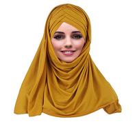 YOFASEN Slouchy Musulman Chapeau - Femmes Écharpes Islamiques Beau Hijab Bonnet Casquette Châle Foulard, Jaune, One Size