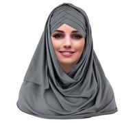 YOFASEN Slouchy Musulman Chapeau - Femmes Écharpes Islamiques Beau Hijab Bonnet Casquette Châle Foulard, Gris, One Size