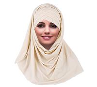 YOFASEN Slouchy Musulman Chapeau - Femmes Écharpes Islamiques Beau Hijab Bonnet Casquette Châle Foulard, Beige, One Size