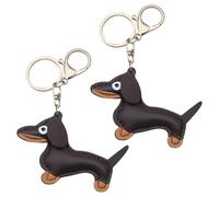 YOFDAL 2 PCS Porte-clés teckel en cuir(brun foncé),porte-clés personnalisables,porte-clés avec pendentif en forme de teckel mignon.