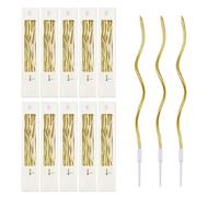 YOFDAL 60 Pièces Bougies d'anniversaire, Bougies spirales pour gâteaux et chandeliers, Bougies décoratives pour gâteaux, A, Or