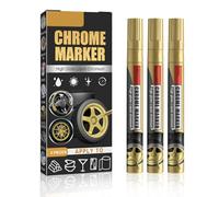 YOFDAL Stylo marqueur chromé 3 pièces | Stylo liquide chrome pour voiture & pneus | Scellement haute brillance or pour jantes, métal, plastique & caoutchouc