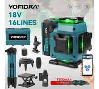 YOFIDRA 16 lignes 4D niveau Laser faisceau vert Ultra puissant 360 outil Vertical horizontal auto-nivelant pour broche de batterie Makita 18V No Battery
