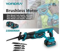 Yofidra 18V scie alternative sans brosse scie à main scie électrique multifonction pour la coupe de tuyaux en métal et en bois pour Makita 18VBattery Pin 2 Battery EU Plug