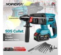 YOFIDRA 26MM perceuse à percussion électrique sans brosse multifonctionnelle rotative sans fil outils électriques rechargeables pour Makita 18V batterie broche No battery option 2
