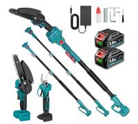 Yofidra 4-en-1 6 Pouces Tronçonneuse Télescopique & 25 mm Sécateur Électrique, Élagueuse Télescopique Électrique avec 2 3.0Ah Batteries, Angle Réglable à 180°, Portée Maximale Jusqu'à 4,6 m