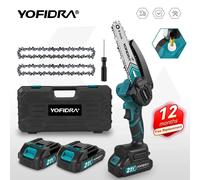 YOFIDRA 6 pouces tronçonneuse électrique sans fil huileur jardin bois coupe bûche taille scie outil électrique pour Makita 21V batterie broche 2 Battery