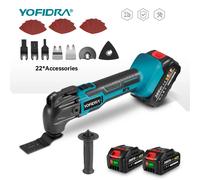 YOFIDRA 6 vitesses 600W oscillant multi-outils fonction outil 20000OPM scie électrique tondeuse pelle pour Makita 18V batterie broche 1pc 388vf Battery
