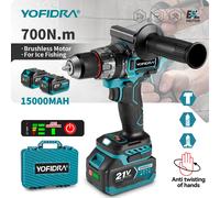 YOFIDRA 700N.M perceuse à percussion électrique sans brosse tournevis sans fil plaques sol travail du bois outil électrique pour broche de batterie Makita 2xBattery set-B