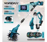 YOFIDRA cultivateur de jardin électrique scarificateur sans fil Rototiller ameublisseur de sol outil de jardin pour Makita 21V batterie broche 2pcs 3.0Ah Battery