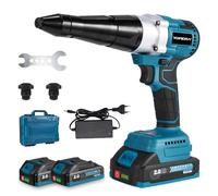Yofidra Pistolet à Rivets sans Balais 800W, 20,000N avec 2x2.0Ah Batteries, Pince Automatique à Rivets Électrique pour Rivets Aveugles en Acier & Aluminium de 2.4-5.0mm, Longueur de Course 20mm