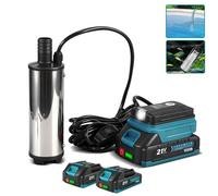 YOFIDRA Pompe d'arrosage immergée électrique sans fil 21V, Pompe submersible, Polyvalente eau et huile, 2X 1500mAh Batteries
