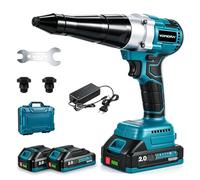 Yofidra Riveteuse Électrique sans Fil, 2x2.0Ah Batteries, Moyeu max. 20mm | Pince a Rivet Électrique avec sans Balais 800W, 20,000N, pour Rivets Aveugles en Acier/Aluminium de 2.4-5.0mm