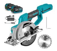 Yofidra Scie Circulaire Sans Fil, 1400W, Mini Scie Circulaire Sans Balais, 6000tr/min, Profondeur de Coupe 51mm, Réglage 0-45°, avec 1 Lame (140mm), Fil pour Bois, Métal