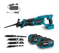 Yofidra Scie Sabre Sans Fil, 3000 tr/min, Scie Électrique avec 2 Batteries de 3,0 Ah, Longueur de Course 40 mm, 4 Lames, Lumière LED, Scie Alternative pour Couper le Bois, le Métal, le PVC