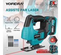 YOFIDRA - scie sauteuse Laser sans balais, ligne rouge, courbe électrique multifonction, tuyaux, outil de coupe du bois pour broche de batterie Makita 18V Sans batterie
