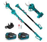 Yofidra Sécateur télescopique sans fil 2 en 1-40 mm - Avec batteries 2 x 3,0 Ah - Avec tige télescopique de 1 à 2,3 m - Lames en acier SK5 - Tête rotative à 180° - Sécateur sans fil pour branches