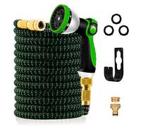 Yofidra Tuyau d'Arrosage Extensible 30M avec Pistolet à 10 Jets, Raccords | Tuyau Flexible pour Robinets de 1/2" et 3/4" Raccords en Métal, Garden Hose pour Jardin, Arrosage, Nettoyage(30M/100FT, vert)