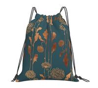 YOFIEN Art Deco Kupferblumen Wasserfester Rucksack mit Kordelzug für Damen und Herren, Sport- und Fitnessstudio-Sackpack