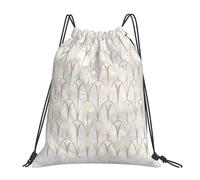 YOFIEN Art Deco Waagen Geometrie Weiß Grau Gold Marmor Wasserfester Kordelzug-Rucksack für Damen und Herren, Sport- und Fitnessstudio-Sackpack