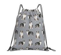 YOFIEN Australian Shepherd Blue Merle Dog Simple Grey Water Kordelzug-Rucksack, widerstandsfähige Einkaufstasche für Damen und Herren, Sport- und Fitnessstudio-Sackpack
