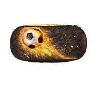 YOFIEN Ballon de Football dans Les Flammes brûlantes, Petite Trousse à Crayons, Grande capacité, Organisateur de Papeterie de Bureau