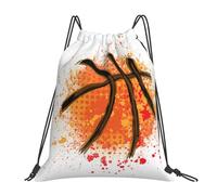 YOFIEN Basketball Orange Abstraktes Gemälde Hintergrund Wasserfester Rucksack mit Kordelzug für Damen und Herren, Sport- und Fitnessstudio-Sackpack