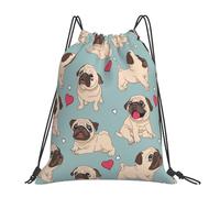 YOFIEN Blauer Mops-Aufkleber, wasserabweisender Rucksack mit Kordelzug, für Damen und Herren, Sport, Fitnessstudio, Sackpack