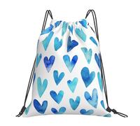 YOFIEN Blaues Herz, elegant, romantisch, einzigartig, wasserabweisend, Kordelzug-Rucksack, für Damen und Herren, Sport, Fitnessstudio