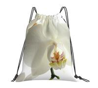 YOFIEN Blumen-weiße Blumen-Orchidee, elegant, modern, trendig, wasserabweisend, Kordelzug-Rucksack für Damen und Herren, Sport- und Fitnessstudio-Sackpack