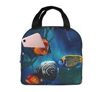 YOFIEN Boîte à lunch isotherme épaisse à motif poissons tropicaux, réutilisable et étanche, avec motif poissons tropicaux.
