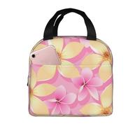 YOFIEN Boîte à lunch isotherme épaisse à motifs tropicaux roses et oranges, réutilisable et étanche, avec fleurs tropicales roses et oranges. Réutilisable.