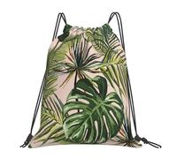 YOFIEN Botanisches abstraktes Design mit Mond, Wolken, Pflanzen, Wasser, Kordelzug-Rucksack, widerstandsfähige Einkaufstasche für Damen und Herren, Sport- und Fitnessstudio-Sackpack