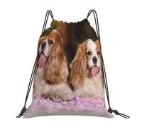 YOFIEN Cavalier King Charles Spaniel, weiß-braune Hunde, wasserabweisender Rucksack mit Kordelzug, für Damen und Herren, Sport- und Fitnessstudio-Sackpack