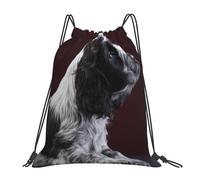 YOFIEN Cocker Spaniel Welpe Schwarz-Weiß-Spaniel Wasserabweisender Rucksack mit Kordelzug für Damen und Herren, Sport- und Fitnessstudio-Sackpack
