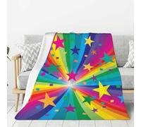 YOFIEN Couverture en Flanelle Super Douce avec des confettis Arc-en-Ciel et des étoiles, épaisse et Confortable, pour canapé, 80" x 60"