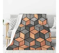 YOFIEN Couverture en Flanelle Super Douce et Confortable avec Cubes en béton et cuivre, 203 x 152 cm
