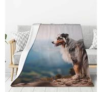 YOFIEN Couverture en Flanelle Super Douce et Confortable, Motif Berger Australien, Montagnes, Aussie Pets, Chiens, canapé, 203 x 152 cm
