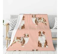 YOFIEN Couverture en Flanelle Super Douce et épaisse, Motif Berger Australien Rouge Merle, Rose, 203 x 152 cm