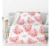 YOFIEN Couverture en Flanelle Super Douce et épaisse, Motif Cochon Mignon (1), Confortable et Douillet, 203 x 152 cm