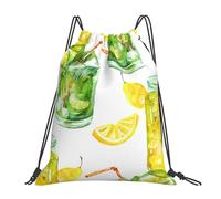 YOFIEN Drink Cocktail Lemon Ice Water Kordelzug-Rucksack, widerstandsfähige Einkaufstasche für Damen und Herren, Sport, Fitnessstudio, Sackpack