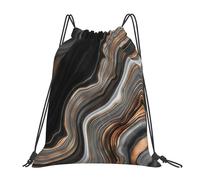 YOFIEN Eleganter schwarzer Marmor mit goldenen und kupfernen Adern, wasserabweisender Rucksack mit Kordelzug, für Damen und Herren, Sport- und Fitnessstudio-Sackpack