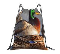 YOFIEN Ente auf dem Wasser, Malerei, Wasser, Kordelzug-Rucksack, widerstandsfähige Einkaufstasche für Damen und Herren, Sport, Fitnessstudio, Sackpack