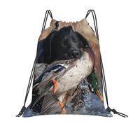 YOFIEN Entenjagd Labrador Hund Cooler schwarzer Welpe Tier Wasserfester Rucksack mit Kordelzug für Damen und Herren, Sport- und Fitnessstudio-Sackpack