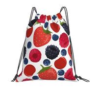 YOFIEN Fallende reife Beeren, Himbeeren, wasserabweisender Kordelzug-Rucksack für Damen und Herren, Sport- und Fitnessstudio-Sackpack