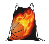 YOFIEN Flying Basketball On Fire Water Kordelzug-Rucksack, widerstandsfähige Einkaufstasche für Damen und Herren, Sport- und Fitnessstudio-Sackpack
