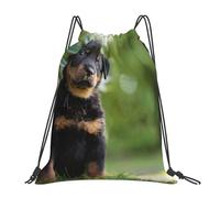 YOFIEN Französische Schäferhunde Beauceron, schwarzer Welpe, süßer, wasserabweisender Rucksack mit Kordelzug, für Damen und Herren, Sport- und Fitnessstudio-Sackpack