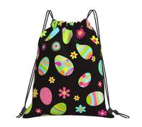 YOFIEN Frohe Ostern, bunte Ostereier, wasserabweisender Rucksack mit Kordelzug, für Damen und Herren, Sport- und Fitnessstudio-Sackpack
